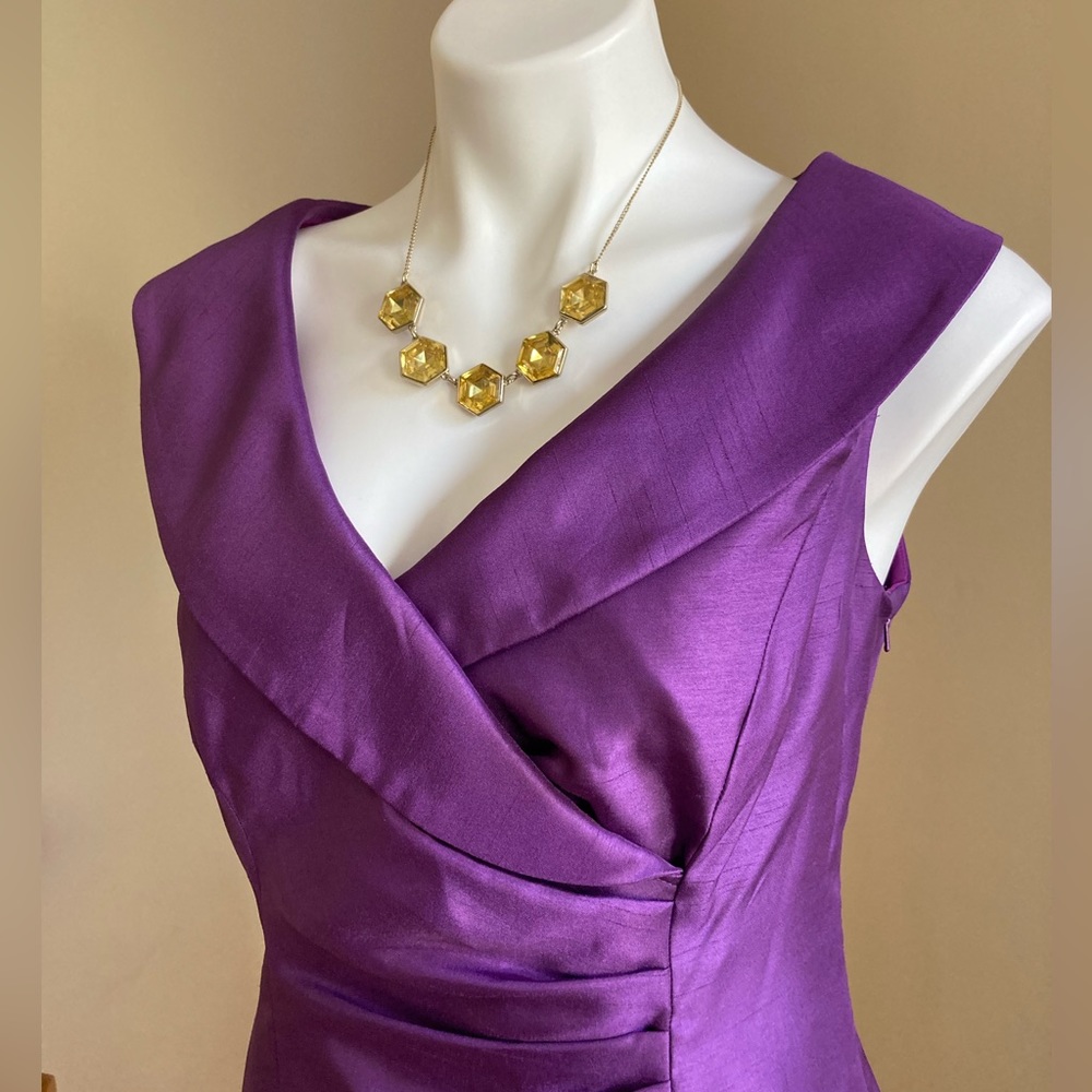 EVAN PICONE Purple Sleeveless Faux Wrap Cocktail Dress Sz. 8 - Picture 8 of 15